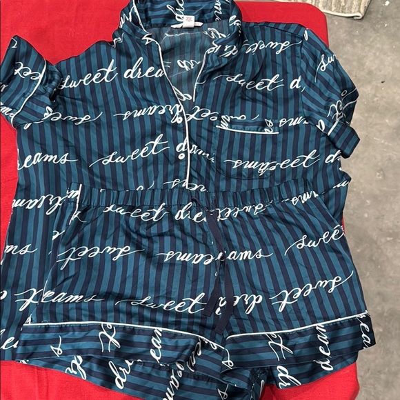 Victoria's Secret Other - Victoria's Secret Teal and Navy Striped Sleepwear